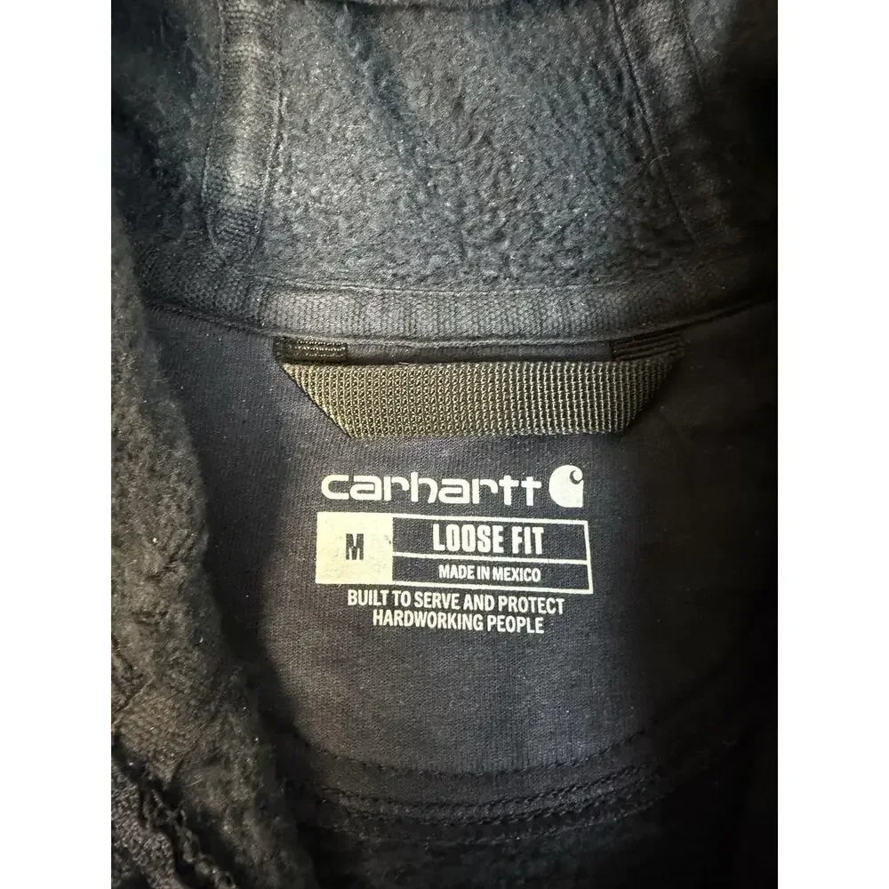Carhartt Hoodie Mens M Relaxed Blue Full Zip Hooded Lined Fleece Pockets Logo